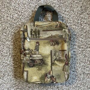New American Industries Golfer Tapestry Bag Golf Pouch Zipper Artsy Woman Zip